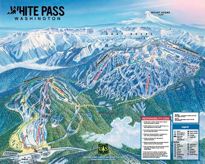 A drawing of the runs at White Pass Ski Area.